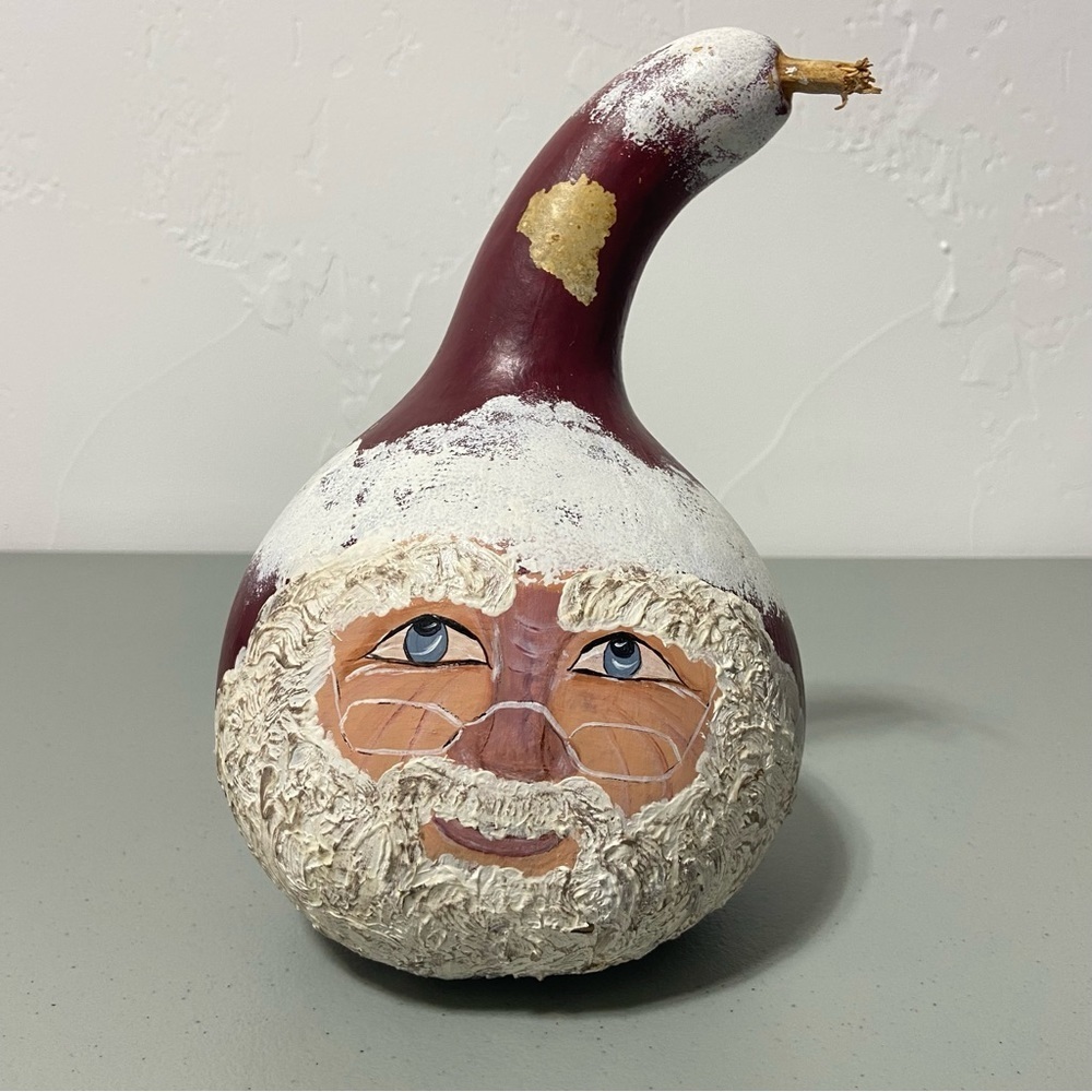Hand Painted Gourd Christmas Santa Claus Holiday Craft